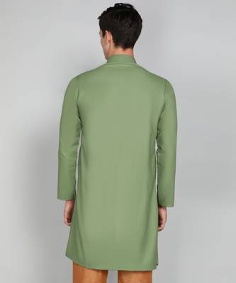 Solid Ocean Green Cotton Blend Nawabi With Paijama 4
