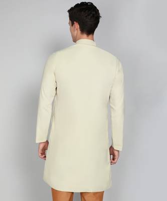 Solid Off White Cotton Blend Nawabi With Paijama 4