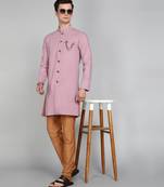 Solid Pink Cotton Blend Nawabi With Paijama