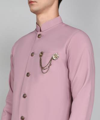Solid Pink Cotton Blend Nawabi With Paijama 5