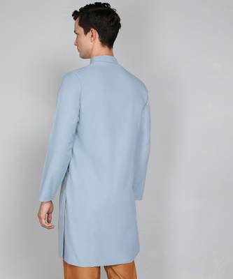 Solid Sky Blue Cotton Blend Nawabi With Paijama 4