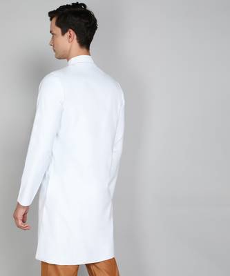 Solid White Cotton Blend Nawabi With Paijama 4