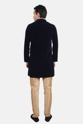 Avaeta Solid Navy Blue Velvet Nawabi With Paijama 2