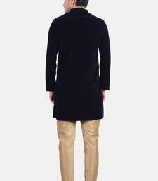 Avaeta Solid Navy Blue Velvet Nawabi With Paijama