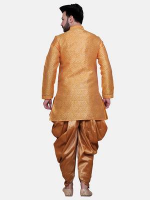 Avaeta Woven Yellow Jacquard Sherwani With Patiyala 3