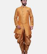 Avaeta Woven Yellow Jacquard Sherwani With Patiyala