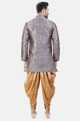Avaeta Woven Grey Jacquard Sherwani With Patiyala 3