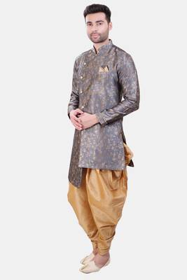 Avaeta Woven Grey Jacquard Sherwani With Patiyala 5