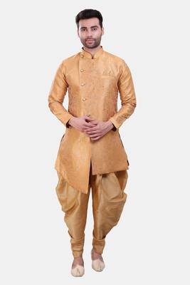 Avaeta Woven Yellow Jacquard Sherwani With Patiyala 1