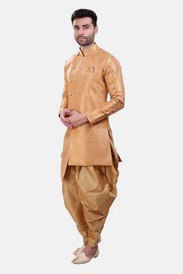Avaeta Woven Yellow Jacquard Sherwani With Patiyala 5