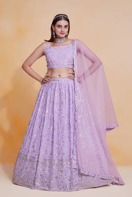 Designer Lavender Lehenga Choli Indian Bollywood Style Wedding Party Wear Lehenga Choli For Women 1