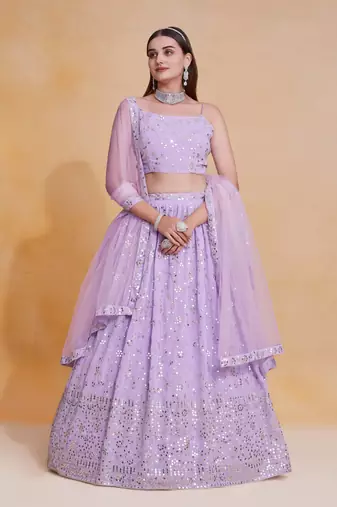 Designer Lavender Lehenga Choli Indian Bollywood Style Wedding Party Wear Lehenga Choli For Women