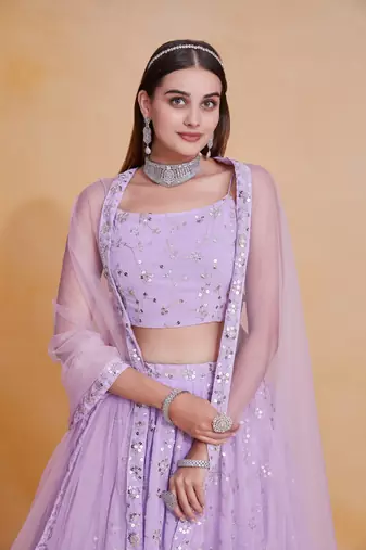 Designer Lavender Lehenga Choli Indian Bollywood Style Wedding Party Wear Lehenga Choli For Women