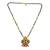 Gold plated fancy short mangalsutra ad & multi stone peacock pendant gold & black beads chain