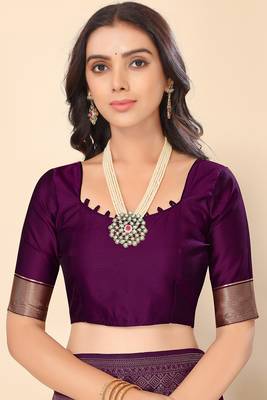 Purple Silk Blend Zari Woven Saree 5