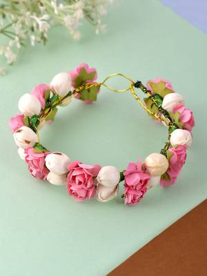 Pink white bridal hair vine 1