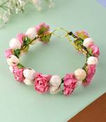 Pink white bridal hair vine