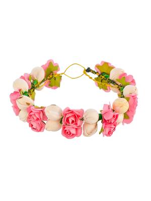 Pink white bridal hair vine 3