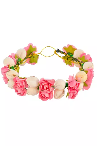 Pink white bridal hair vine