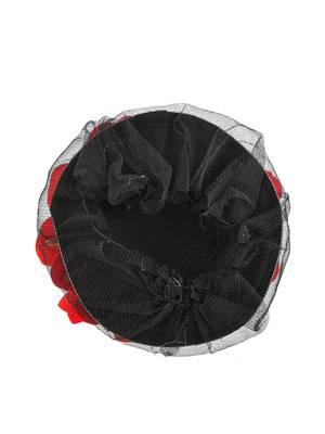 Red white floral juda bun cover hair accessory set 3