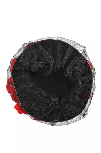 Red white floral juda bun cover hair accessory set