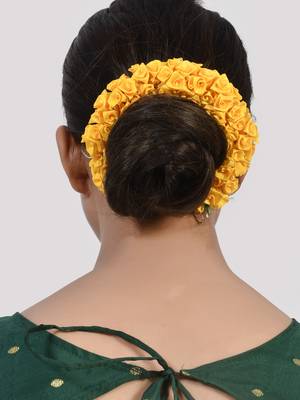 White faux mogra flower hair accessory for bun 2