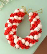 Red floral and white mogra veni hair accessory