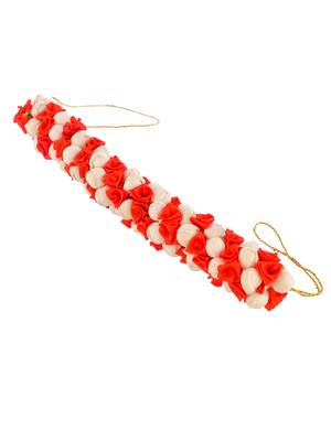 Red floral and white mogra veni hair accessory 4