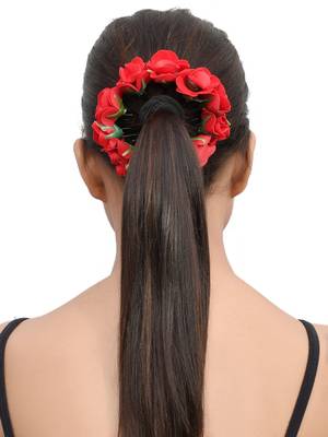Set of 10 red floral u pin hair accessory set 2