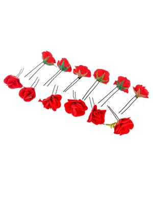 Set of 10 red floral u pin hair accessory set 3