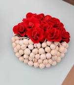 Red rose with mogra hair bun cover for wedding