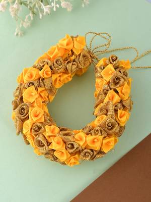 Yellow and golden ribbon floral hair accessory set 1