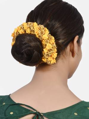 Yellow and golden ribbon floral hair accessory set 2