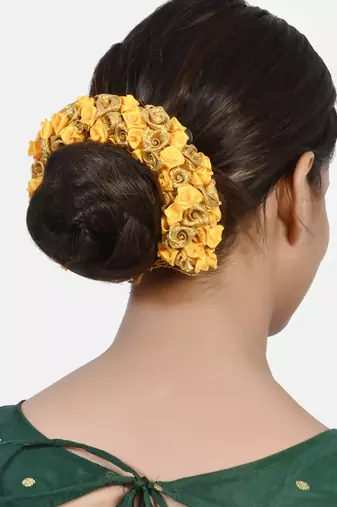 Yellow and golden ribbon floral hair accessory set