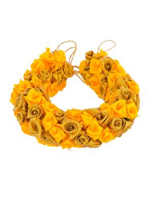 Yellow and golden ribbon floral hair accessory set 3