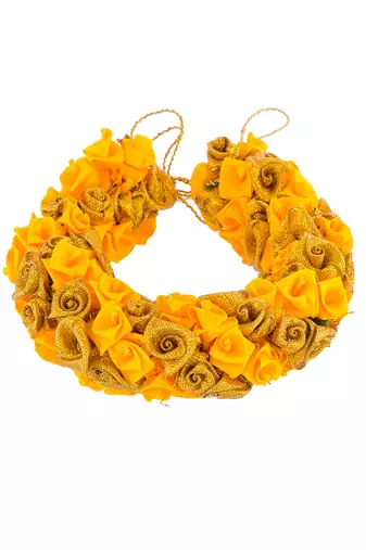 Yellow and golden ribbon floral hair accessory set