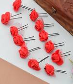 Set of 10 red flower hair accessory set