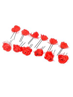Set of 10 red flower hair accessory set 4