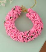 Pink ribbon flower hair bun accessory