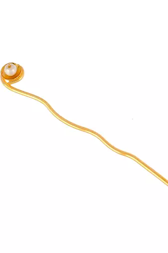 Pearl gold plated geisha hair stick accessory