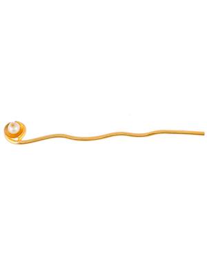 Pearl gold plated geisha hair stick accessory 4