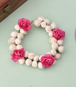 Mogra and pink flower veni hair accessory