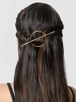 Circular gold plated hair accessory 2