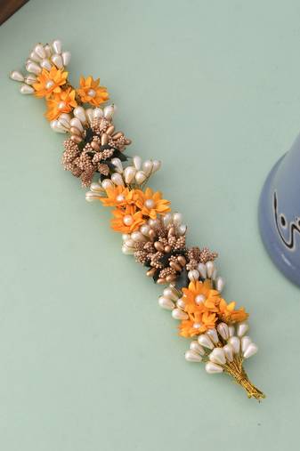 Marigold artificial flower hair accessory set
