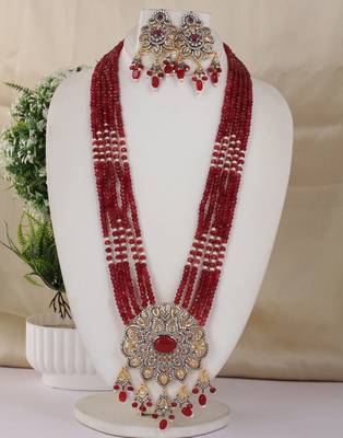 Semi precious beads with victorian pendant set 1