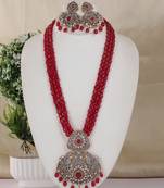 Real ruby beads with victorian pendant set