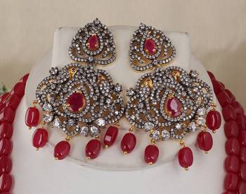 Real ruby beads with victorian pendant set 2