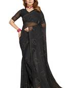 Black siroski stone work simmer silk saree with blouse