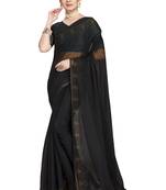 Black siroski stone work simmer silk saree with blouse