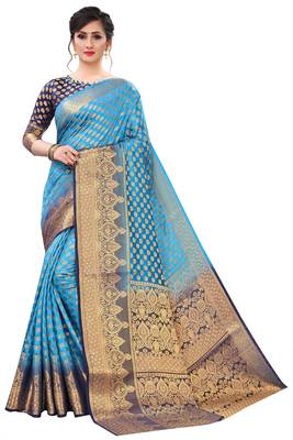  Light Blue Balatan Sarees With Blouse 1